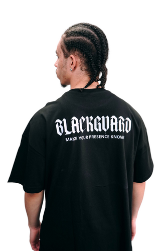 Blackguard Back Text Logo Oversize Tshirt - Black / White